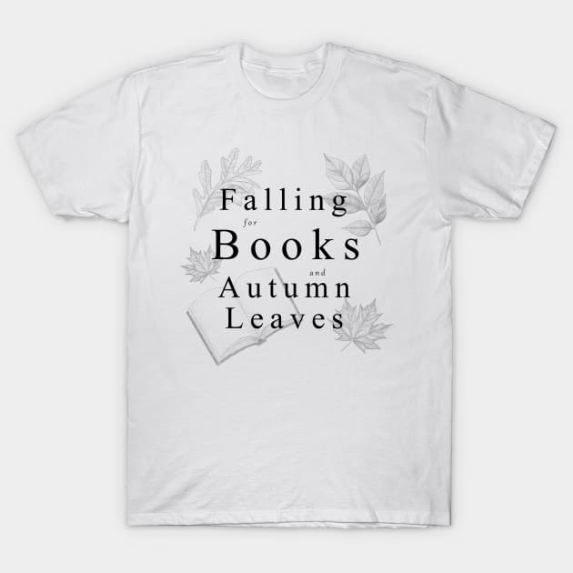 Falling for Books and Autumn Leaves T-Shirt by Enchanted Grove Designs